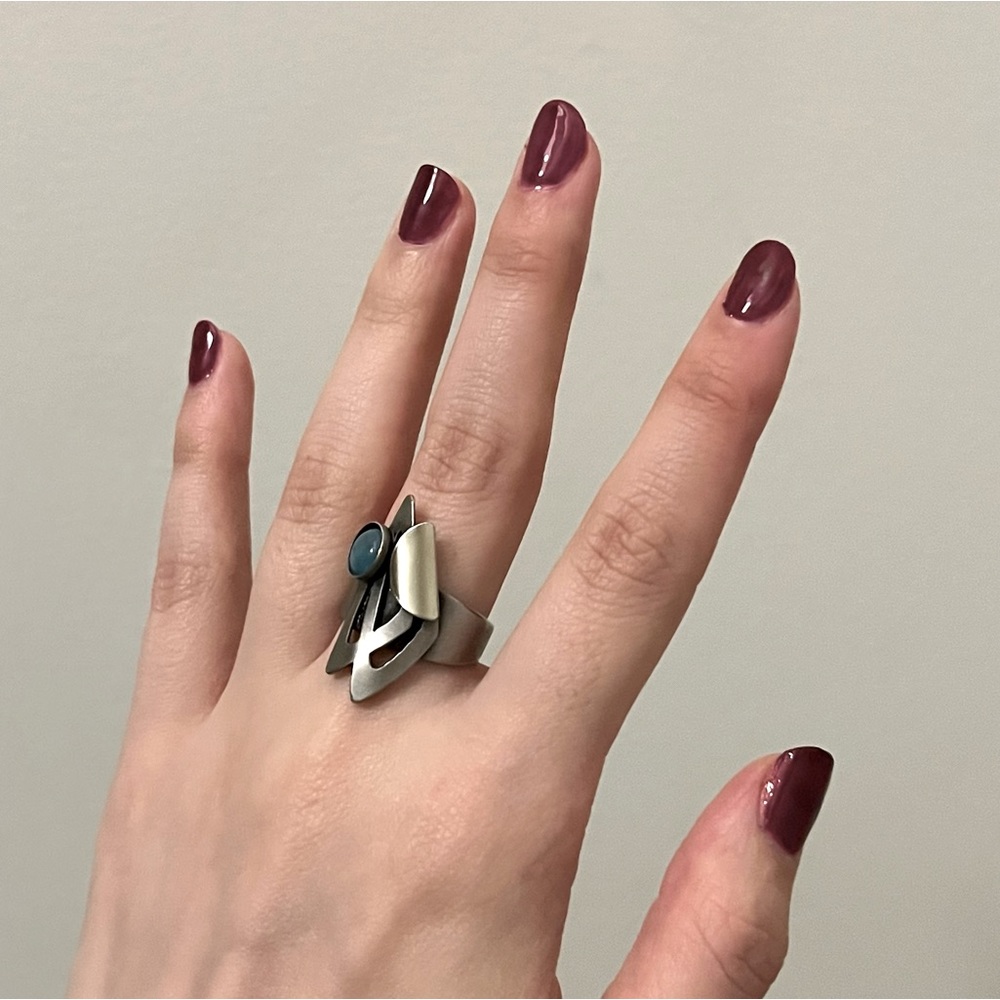 handmade christophe poly unique silver ring